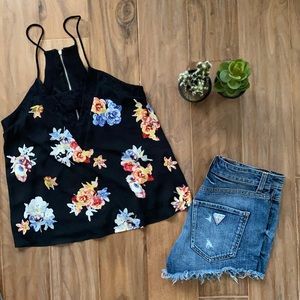 Guess button up denim shorts